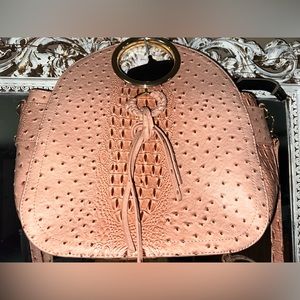 Pink croc style purse with clip on strap